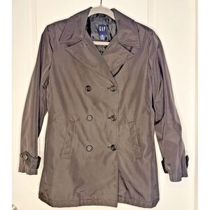 GAP Vintage Women's XS Black Double Breasted Rain Jacket Pea Coat Y2K 90s
